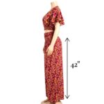 Silk V-Neck Top with Palazzo Crop Set - Maroon - Image 4