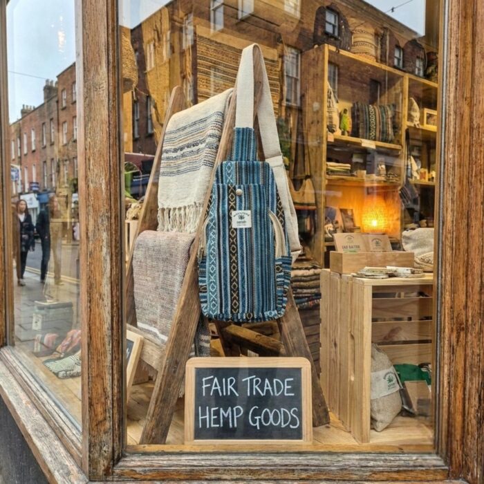 Hemp Shoulder Backpack - Turquoise - Image 3