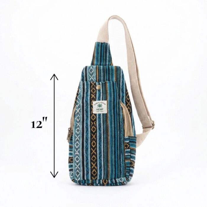Hemp Shoulder Backpack - Turquoise - Image 4