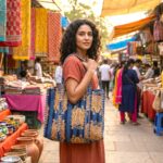 Corduroy Tote Bag - Yellow-blue - Image 2