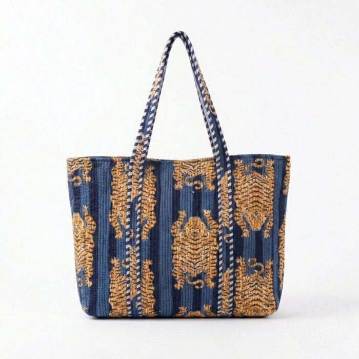 Corduroy Tote Bag - Yellow-blue - Image 4