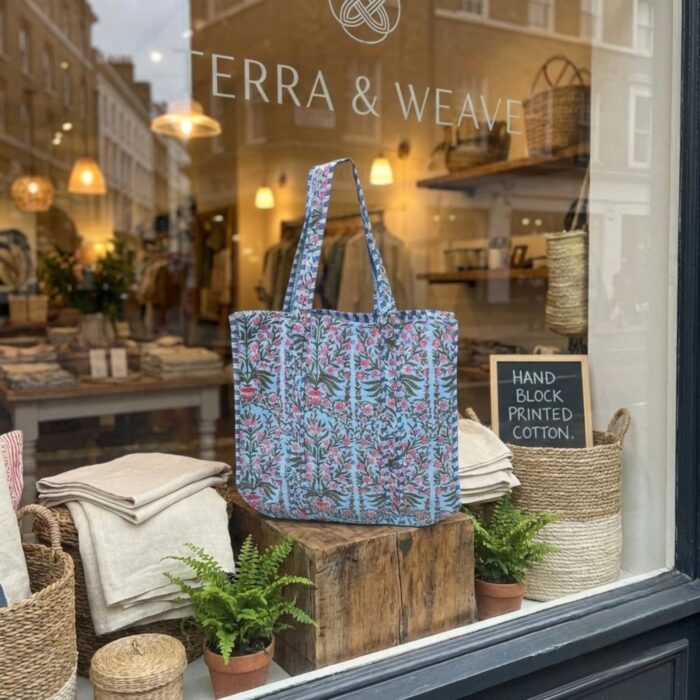 Corduroy Tote Bag - Turquoise - Image 3