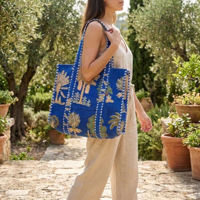 Corduroy Tote Bag - Blue - Image 2