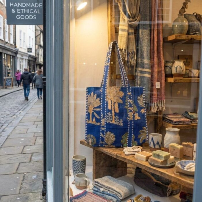Corduroy Tote Bag - Blue - Image 3