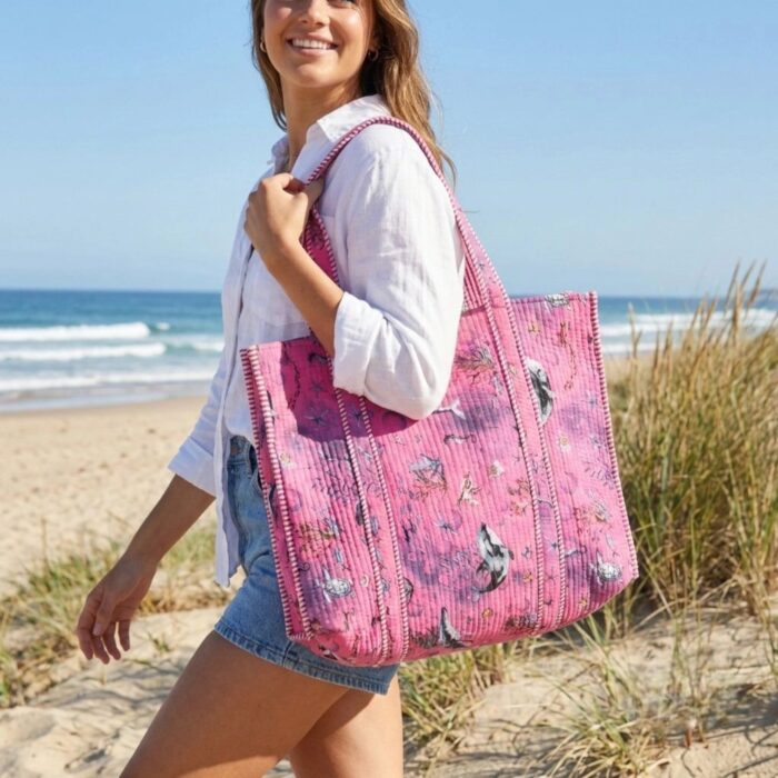 Corduroy Tote Bag - Pink - Image 2