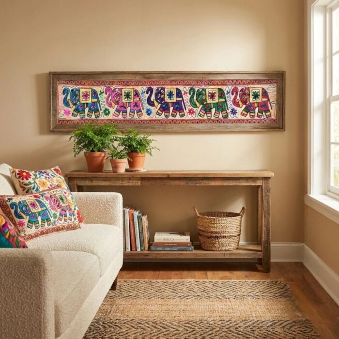 Table Runner - Wall decor - Embroidery - Elephant - Image 2