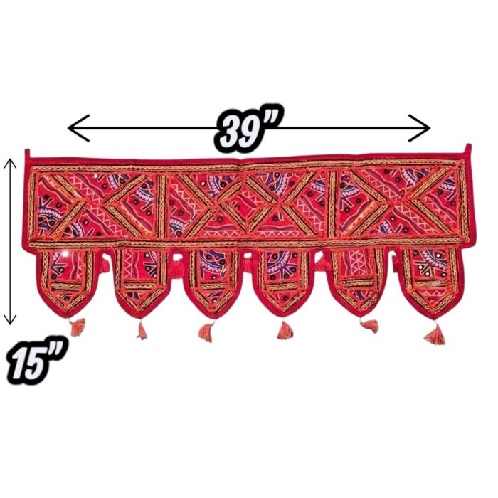 Embroidered Door Bandhanwar - Red - Image 4