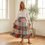 Patchwork Skirt Colorful Unique Gypsy Rayon - Multicolored - Image 2