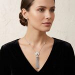 Silver Chain 925 rhod with silver tassel + zirconia | Sterling Silver Necklace