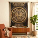 Hamza Mandala Black-Golden Tapestry - Big