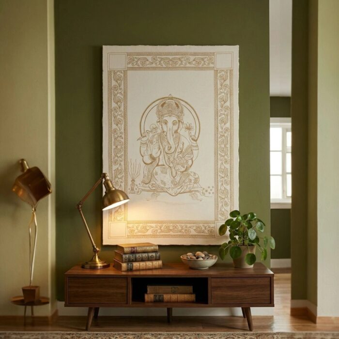 Ganesha Golden-White Tapestry - Big - Image 5