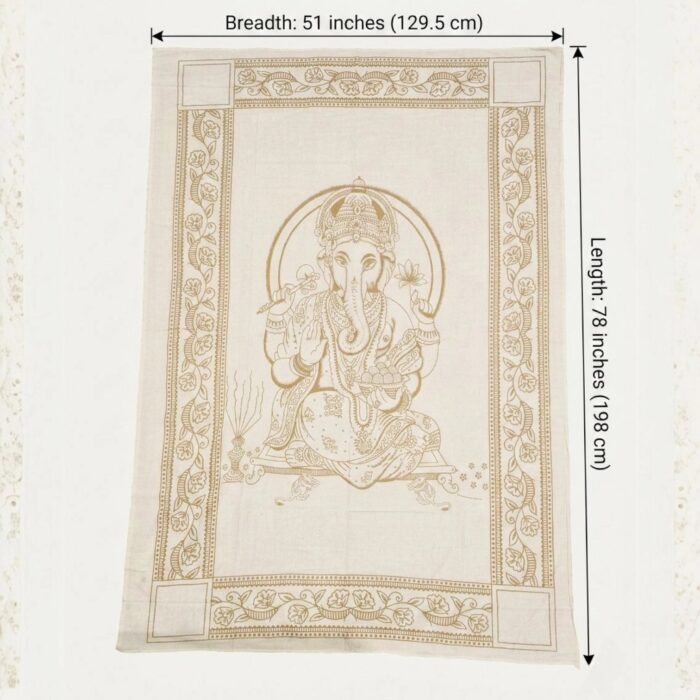 Ganesha Golden-White Tapestry - Big - Image 4