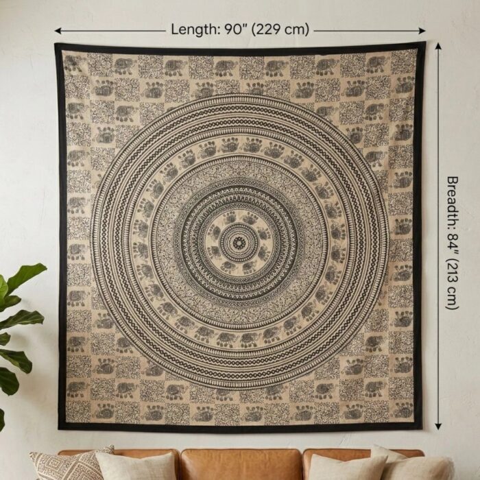 Mandala Black-White Tapestry - Big - Image 2