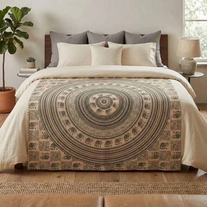 Mandala Black-White Tapestry - Big - Image 3