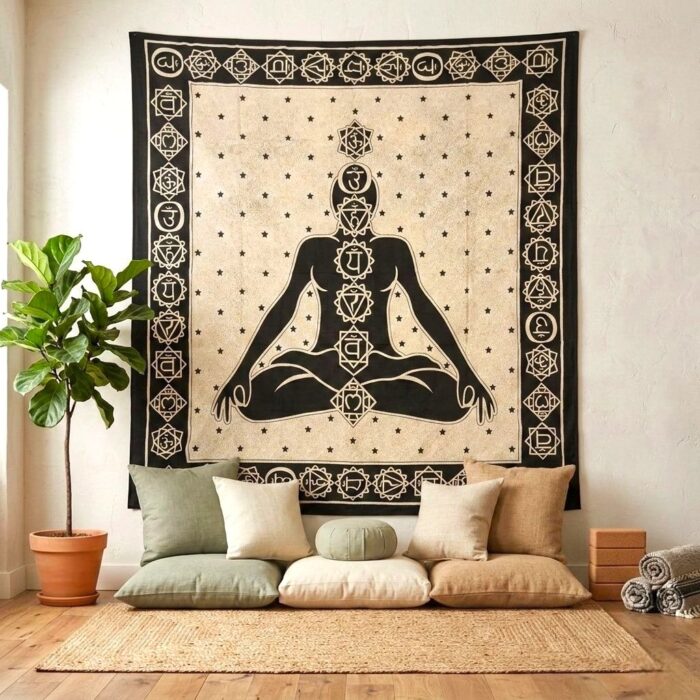7 Chakra Black-White Tapestry - Big - Image 5