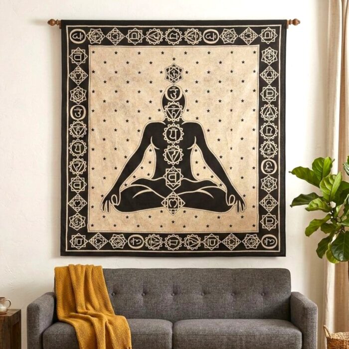 7 Chakra Black-White Tapestry - Big - Image 2