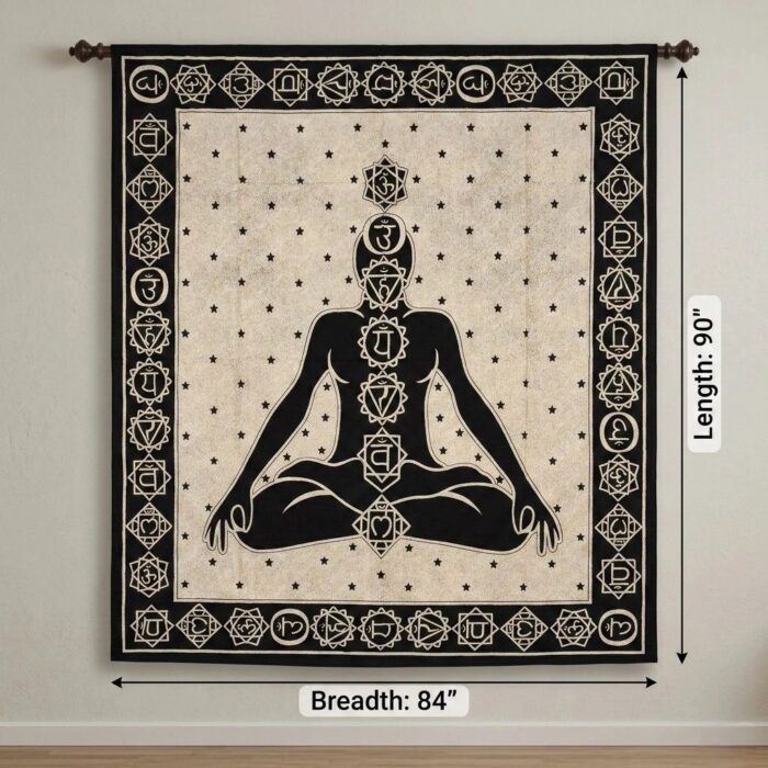 7 Chakra Black-White Tapestry - Big - Image 3