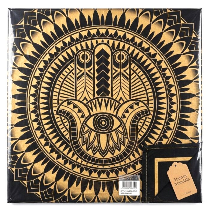 Hamza Mandala Black-Golden Tapestry - Big - Image 4