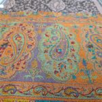 Thread embroidered faux pashmina stole 28 x 78 inches