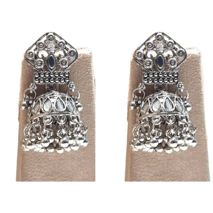 Silver antique Necklace Set with Kundan stones - Image 5