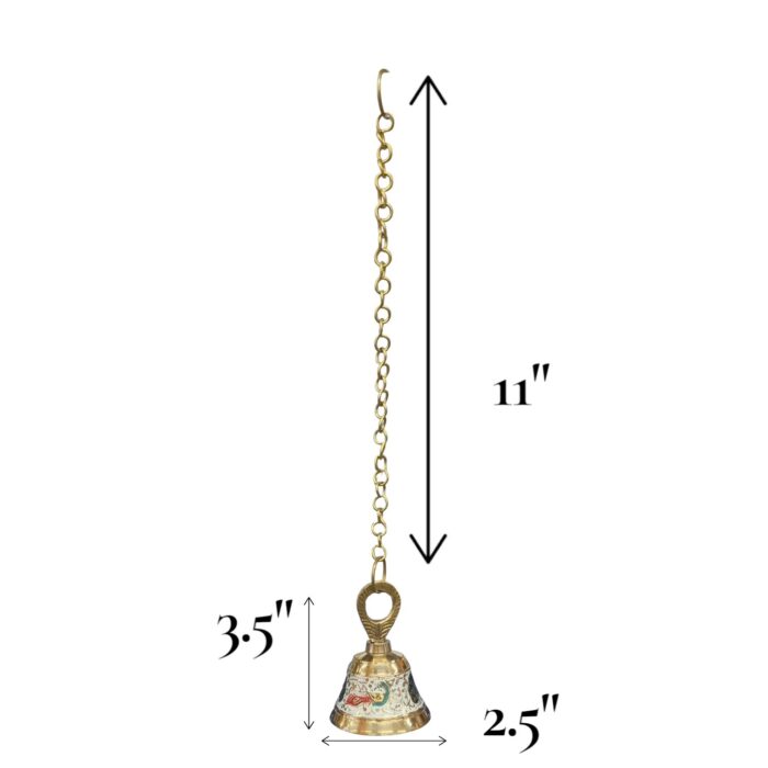 Meena Work Temple Bell 3.5 Inch - White - Image 3