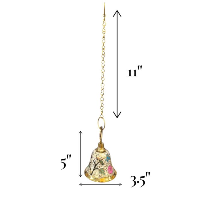 Meena Work Temple Bell 5 Inch - White - Image 3