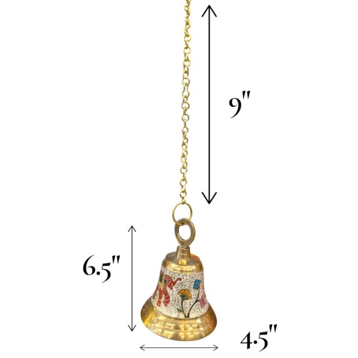 Meena Work Temple Bell 6.5 Inch - White - Image 3