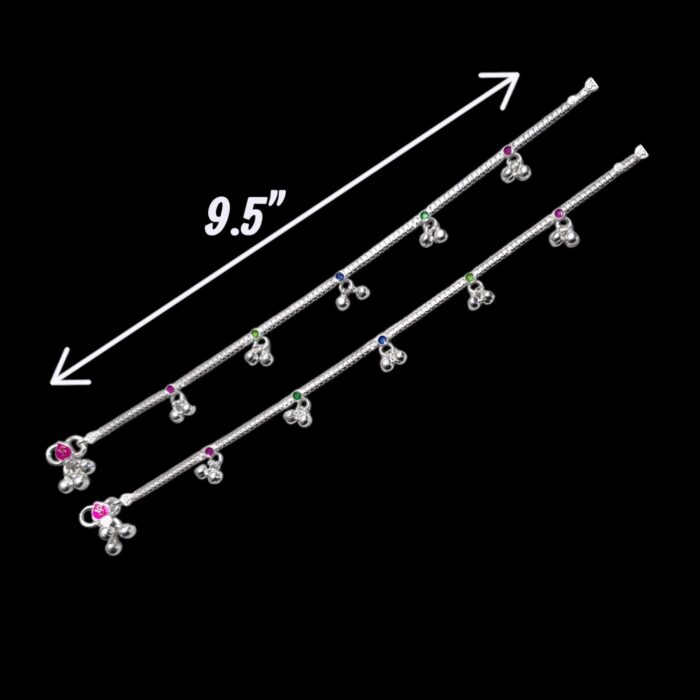 Pair of 925 Sterling Silver Anklets | Silver Anklet for Adults | 9.5 inch Ankle Bracelet - Image 5