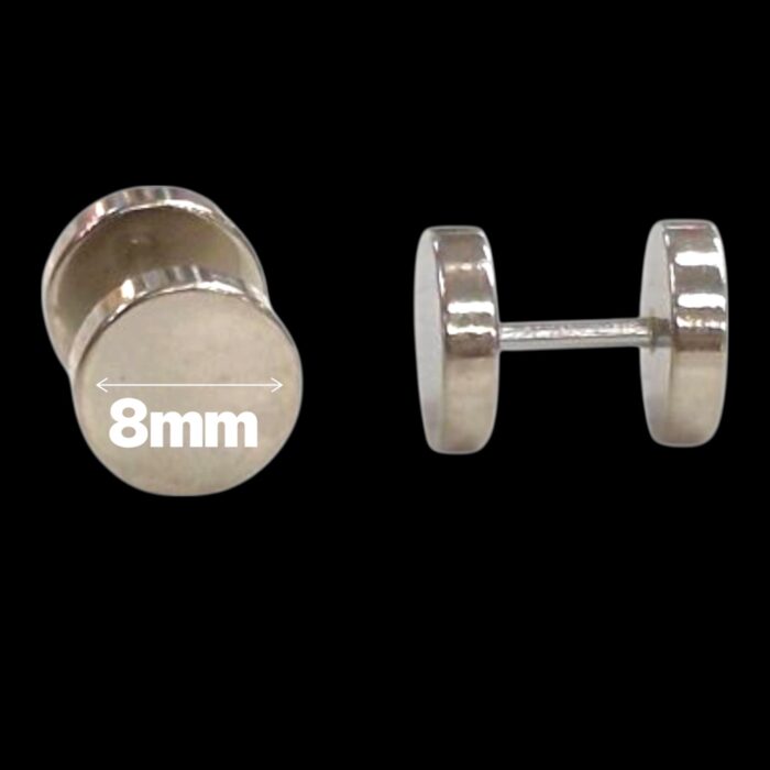 Pair of Steel plated Stud Earrings - Men - Image 5