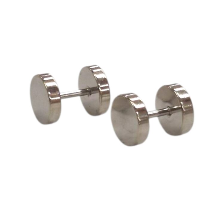 Pair of Steel plated Stud Earrings - Men - Image 3