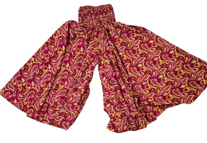 Silk V-Neck Top with Palazzo Crop Set - Maroon - Image 6