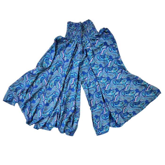 Silk V-Neck Top with Palazzo Crop Set - Turquoise - Image 5