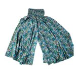 Silk V-Neck Top with Palazzo Crop Set - Green - Image 5