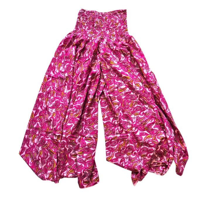 Silk V-Neck Top with Palazzo Crop Set - Pink - Image 5