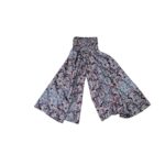 Silk V-Neck Top with Palazzo Crop Set - Blue - Image 5