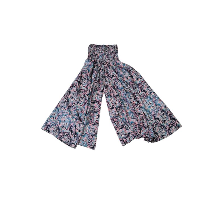 Silk V-Neck Top with Palazzo Crop Set - Blue - Image 5