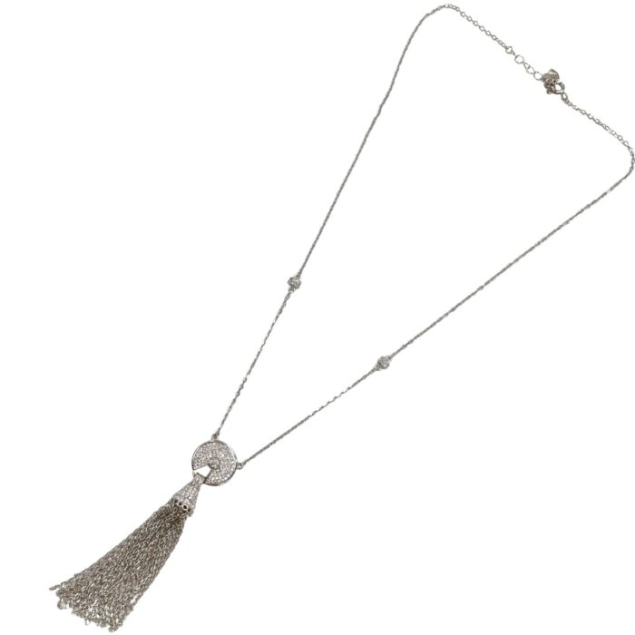 Silver Chain 925 rhod with silver tassel + zirconia | Sterling Silver Necklace - Image 6