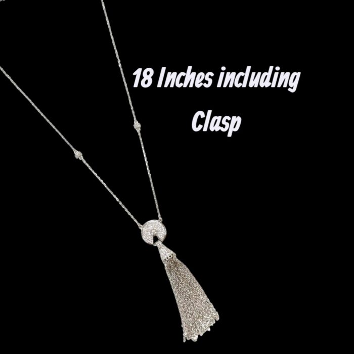 Silver Chain 925 rhod with silver tassel + zirconia | Sterling Silver Necklace - Image 5