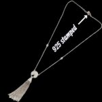 Silver Chain 925 rhod with silver tassel + zirconia | Sterling Silver Necklace - Image 3