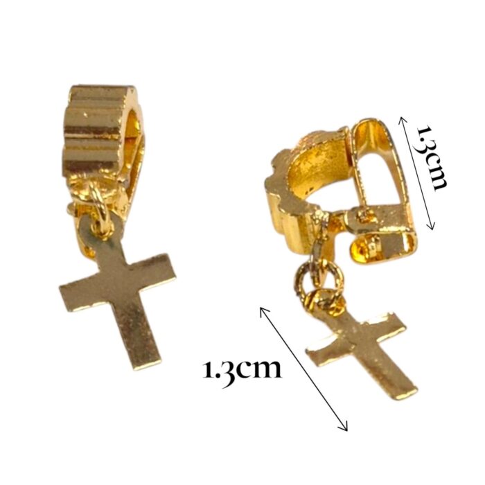 Pair of Gold plated Cross Clip Earrings - Men - Image 5