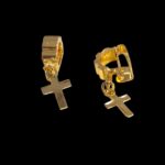 Pair of Gold plated Cross Clip Earrings - Men - Image 3