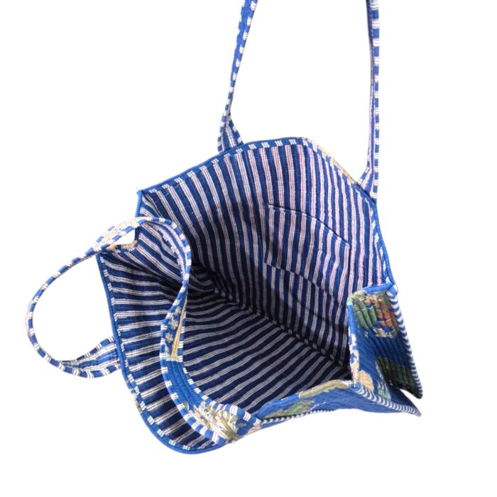 Quilted fabric tote bag for women