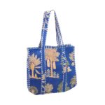Quilted fabric tote bag for women
