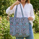Large quilted shoulder tote for shopping
