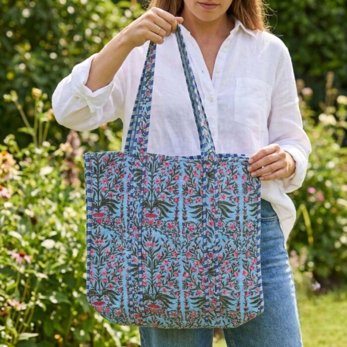 Large quilted shoulder tote for shopping