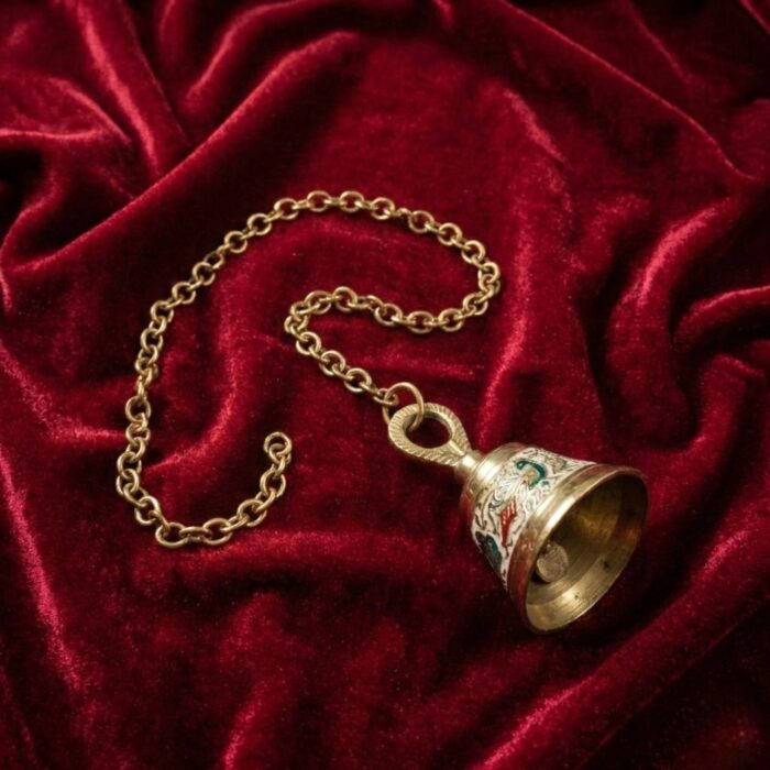 Meena Work Temple Bell 3.5 Inch - White - Image 2