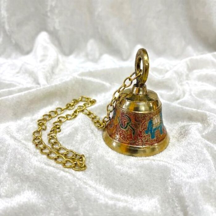 Meena Work Temple Bell 3.75 Inch - Red - Image 2