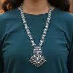 Silver antique Necklace Set with Kundan stones - Image 2