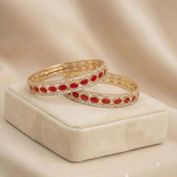 Pair of Premium gold plated bangles for party wear | Aureva Series