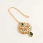 Kundan Necklace Set with Tikka - Green - Image 5